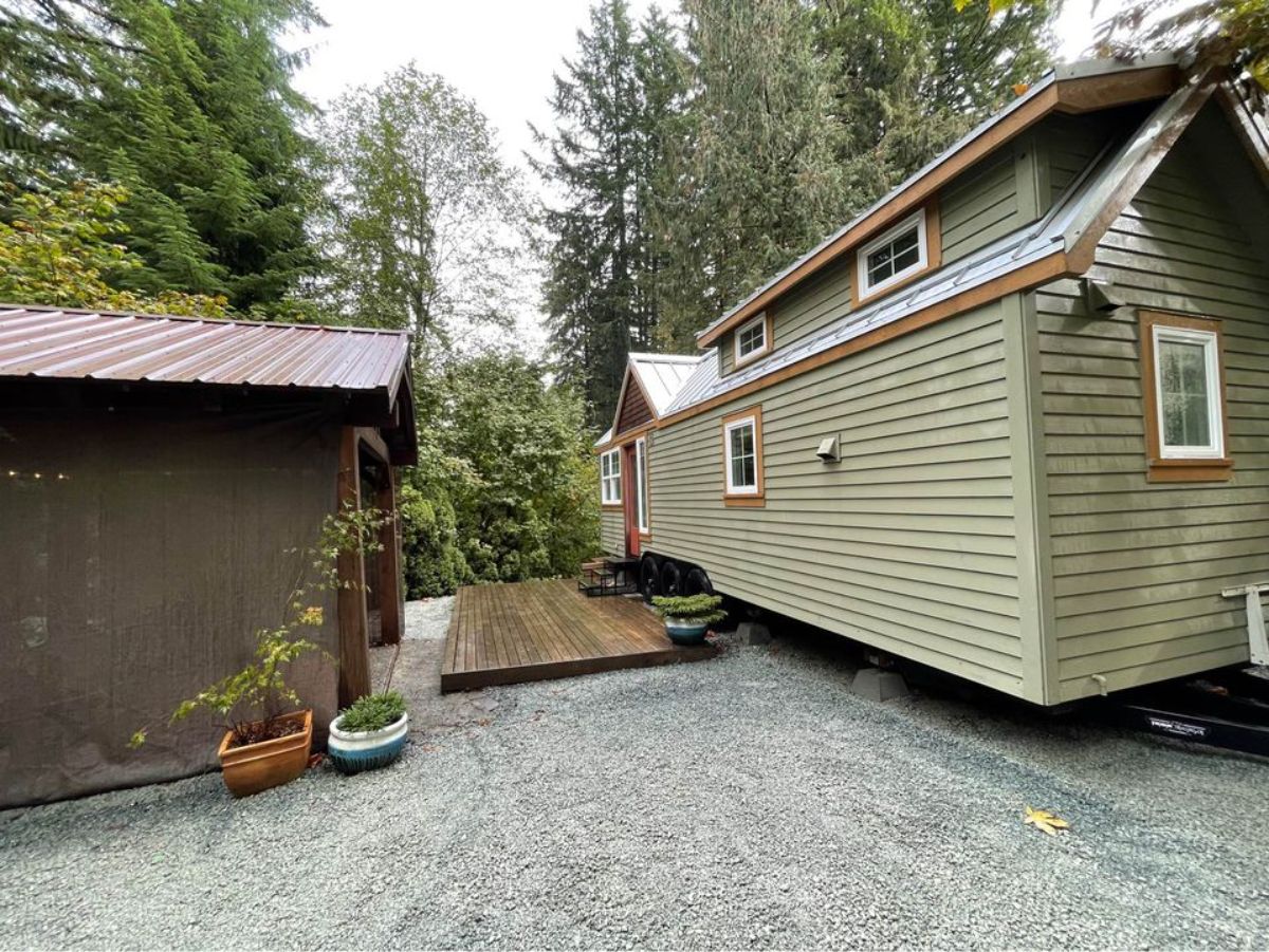 huge exterior of tiny home with lot