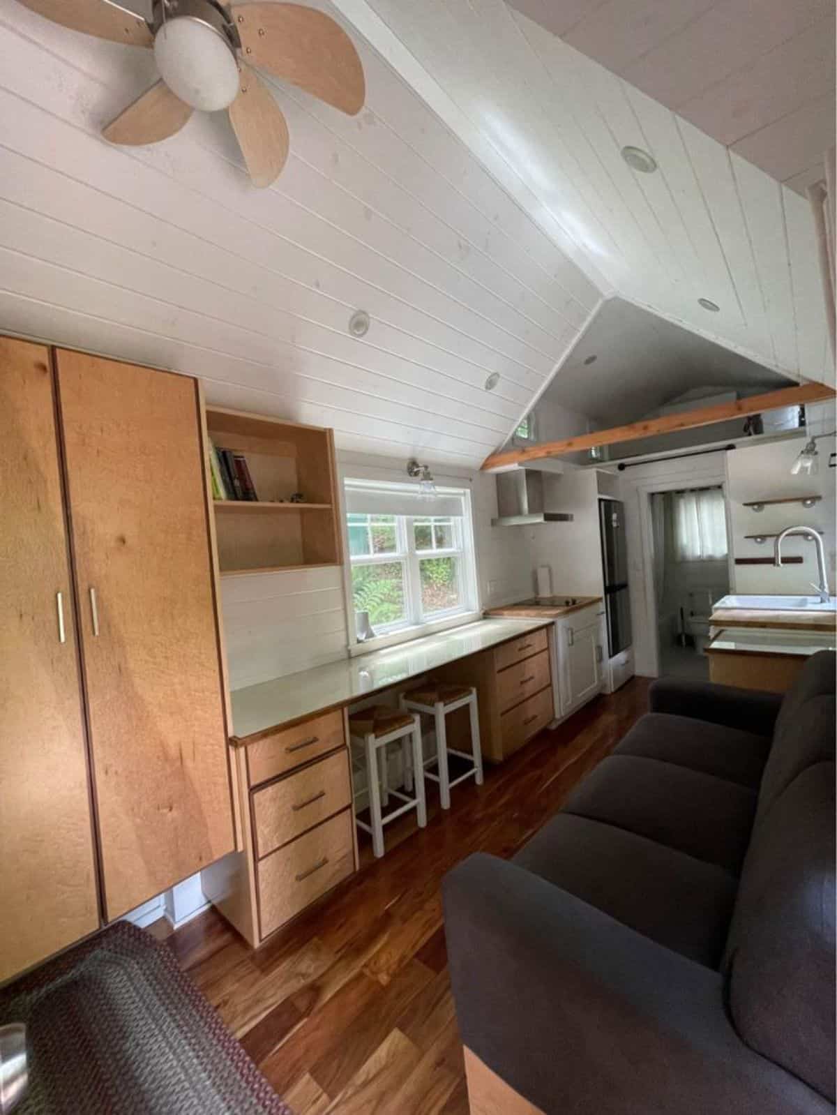 living area of tiny home with lot