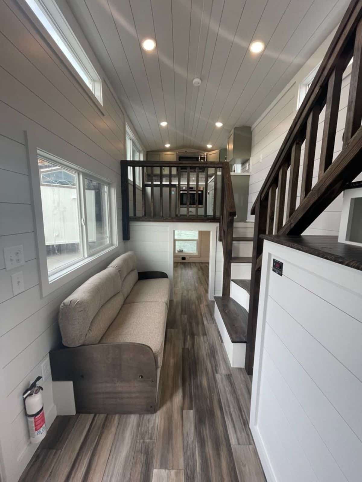 living area view of tiny RV home