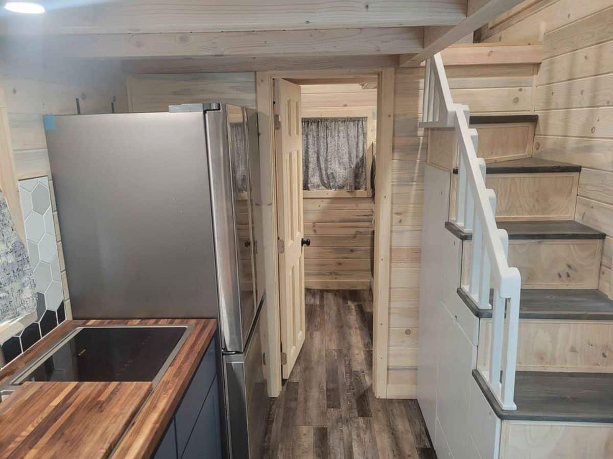 wooden interiors of modern tiny house