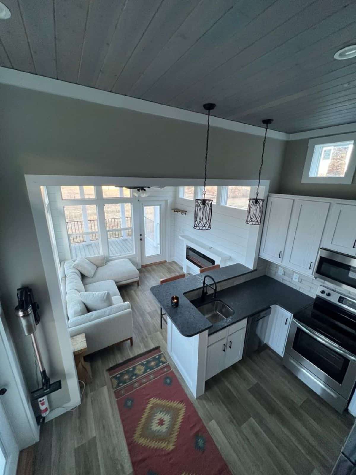 top view of kitchen of park model tiny home