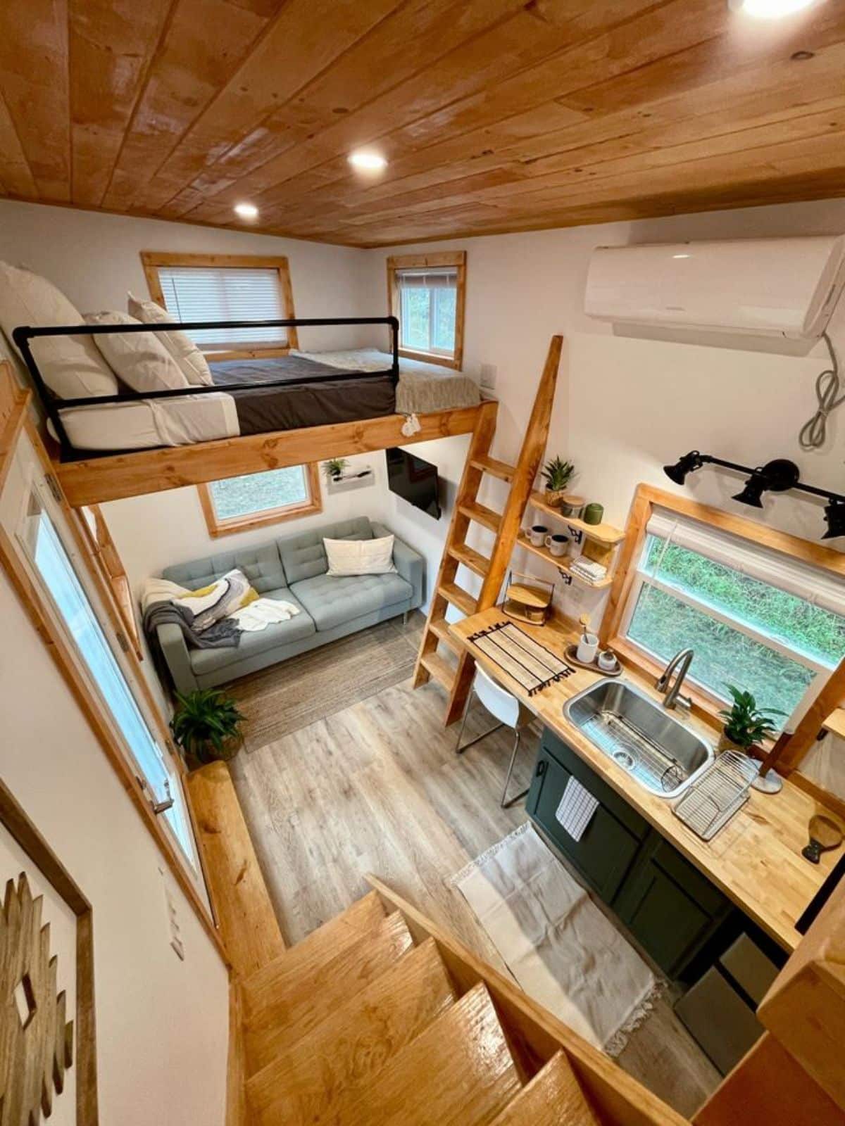 areal view of brand new tiny house from inside
