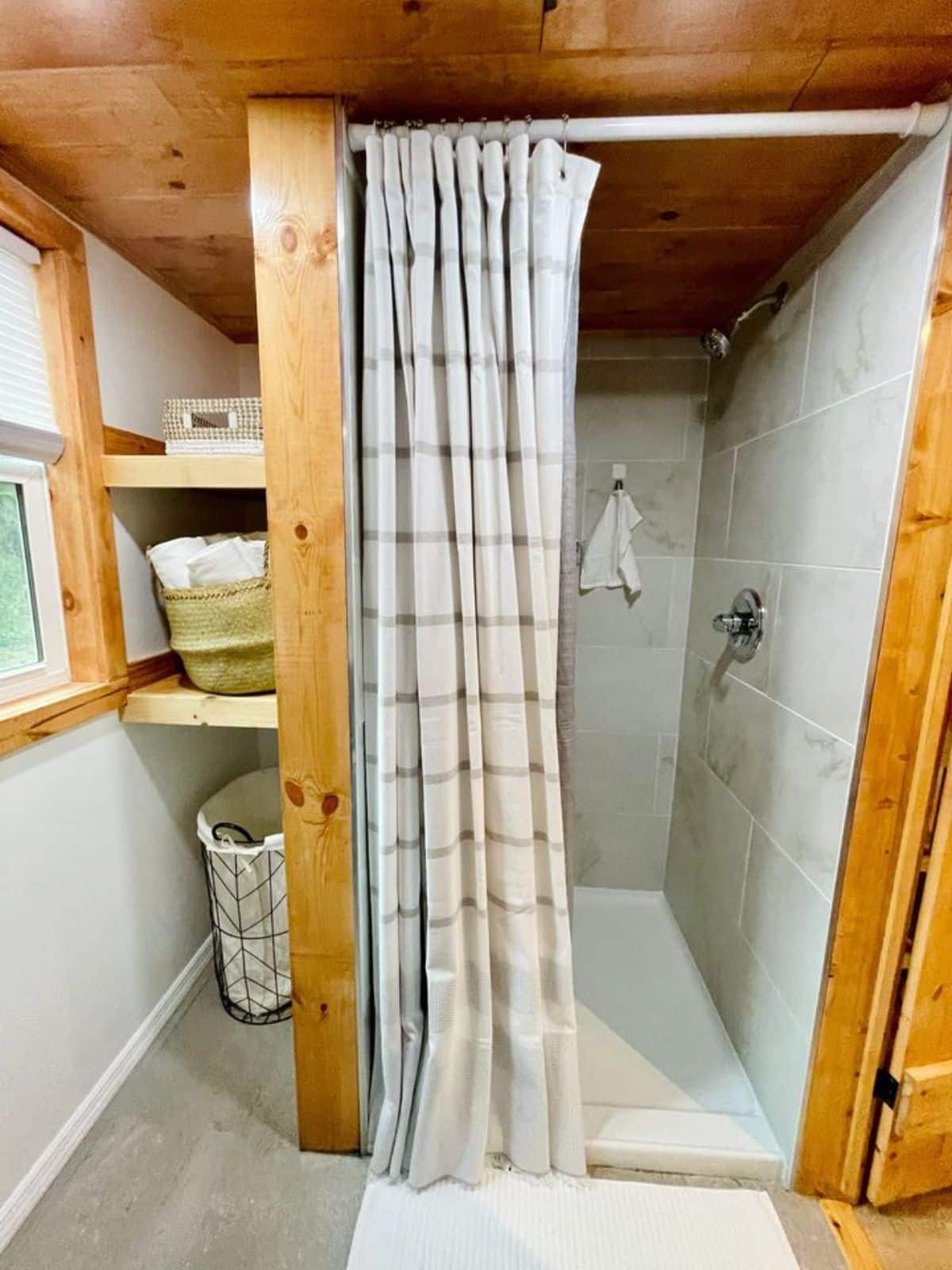 shower area of brand new tiny house