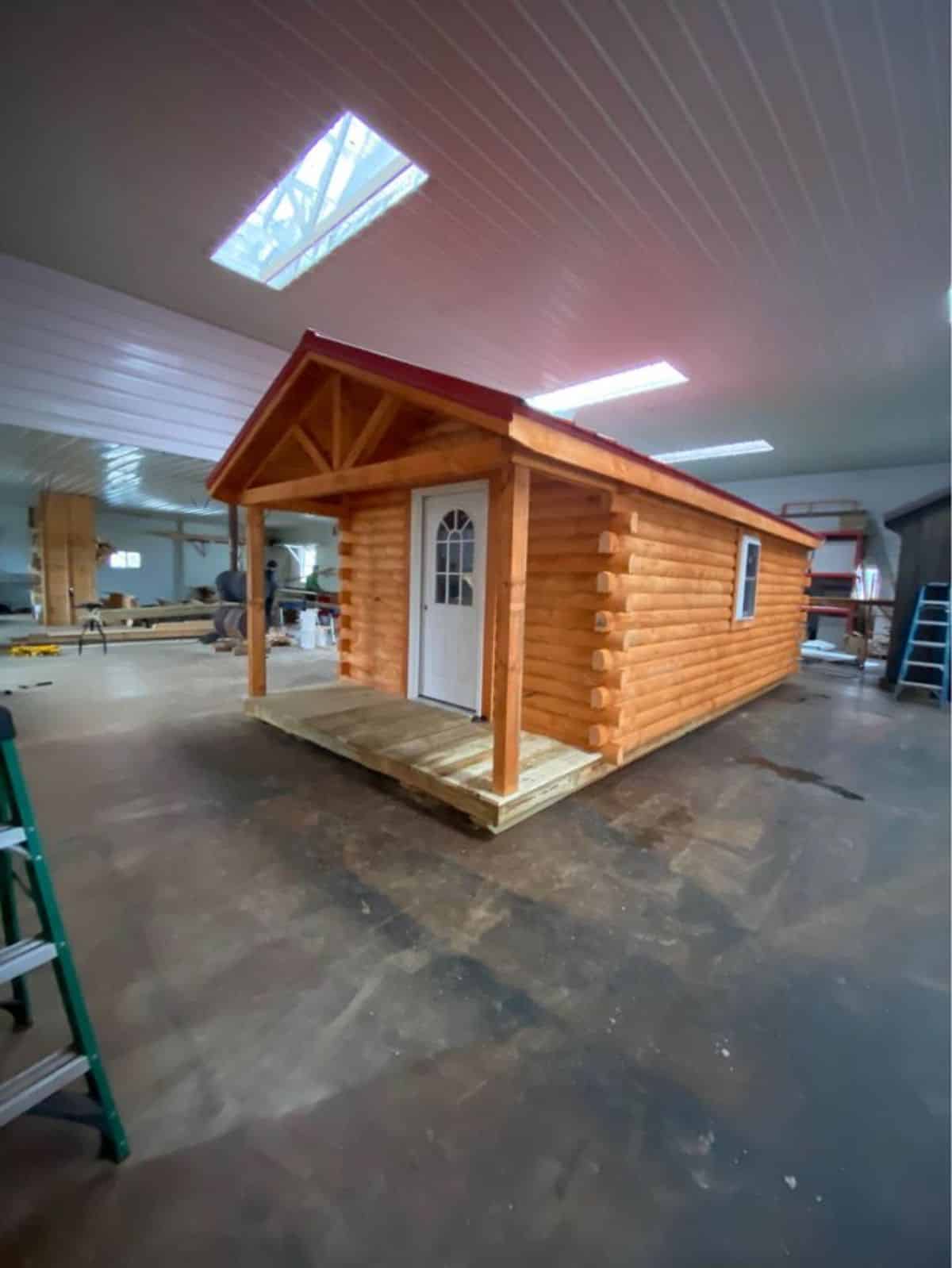Wooden exterior of the tiny home from outside