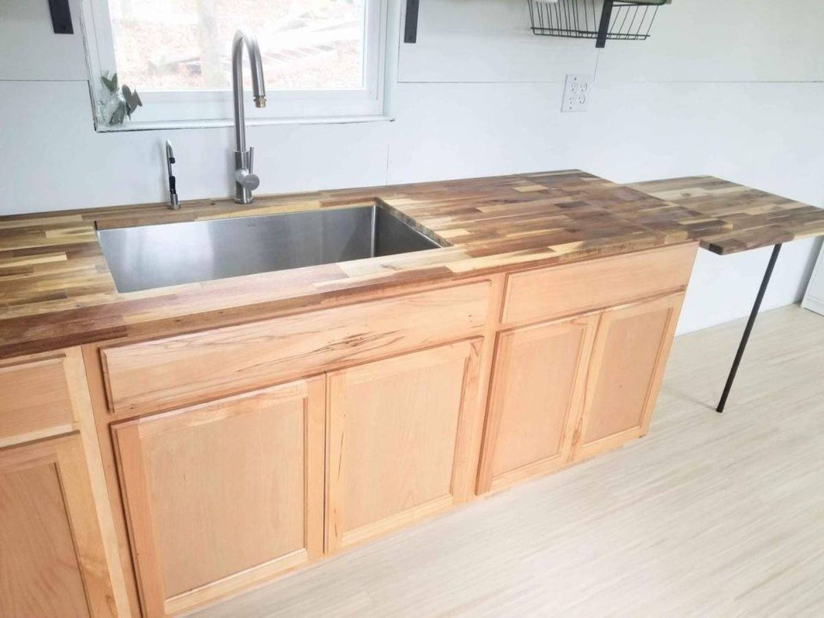 wooden countertop with sink