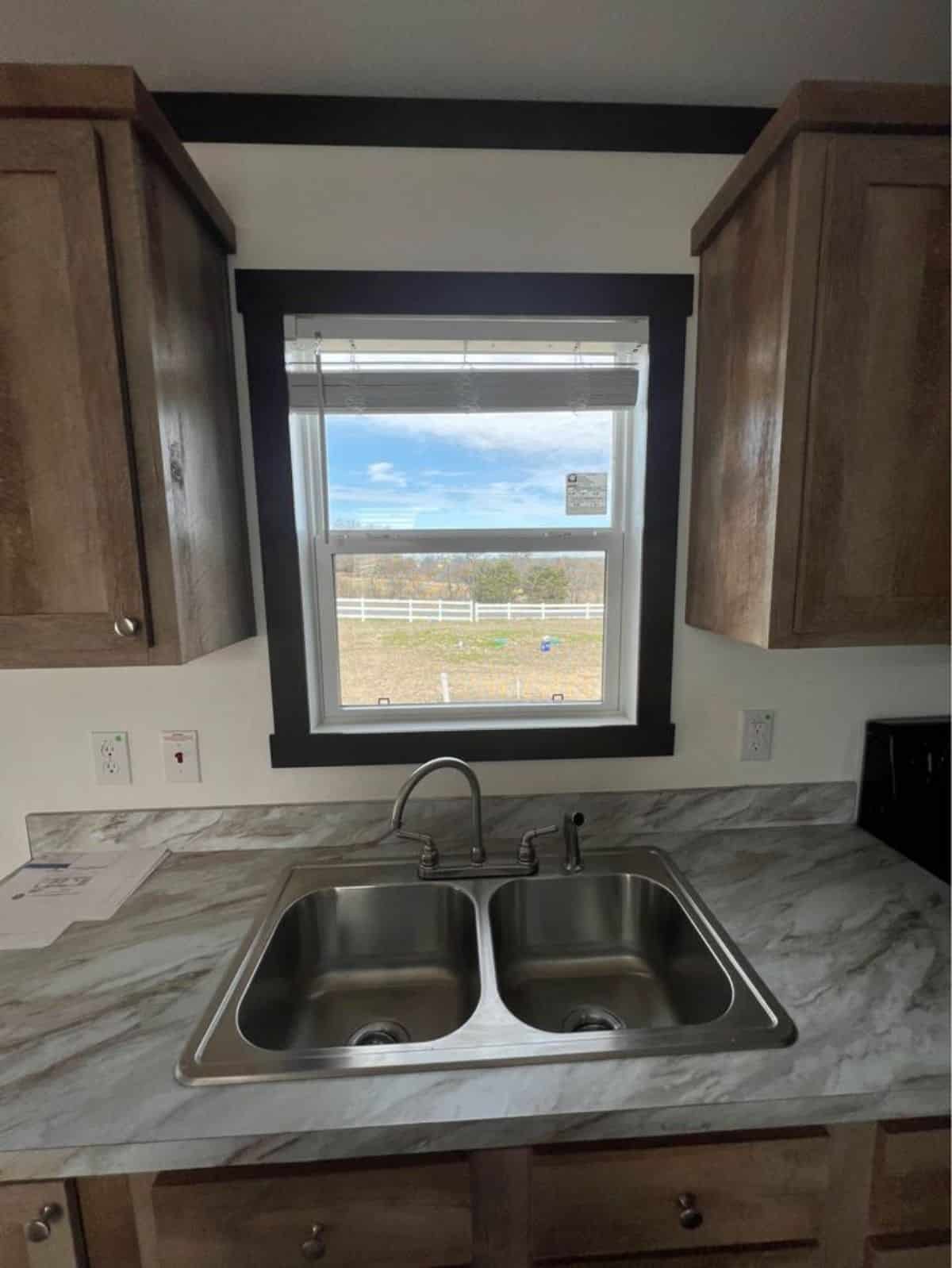 kitchen area of one bedroom tiny home