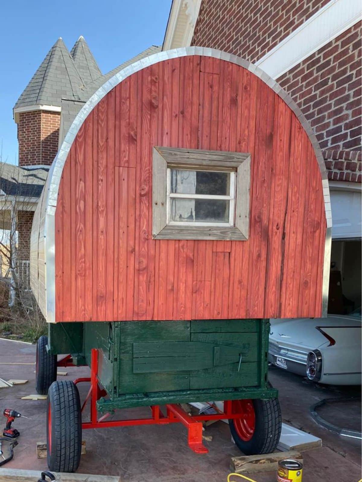 Backside of wagon tiny home
