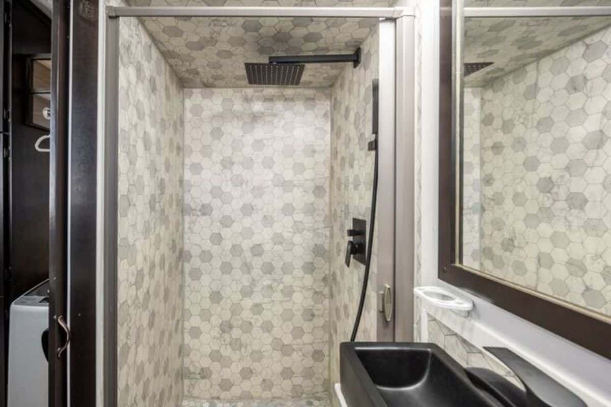 separate shower area in bathroom of the house