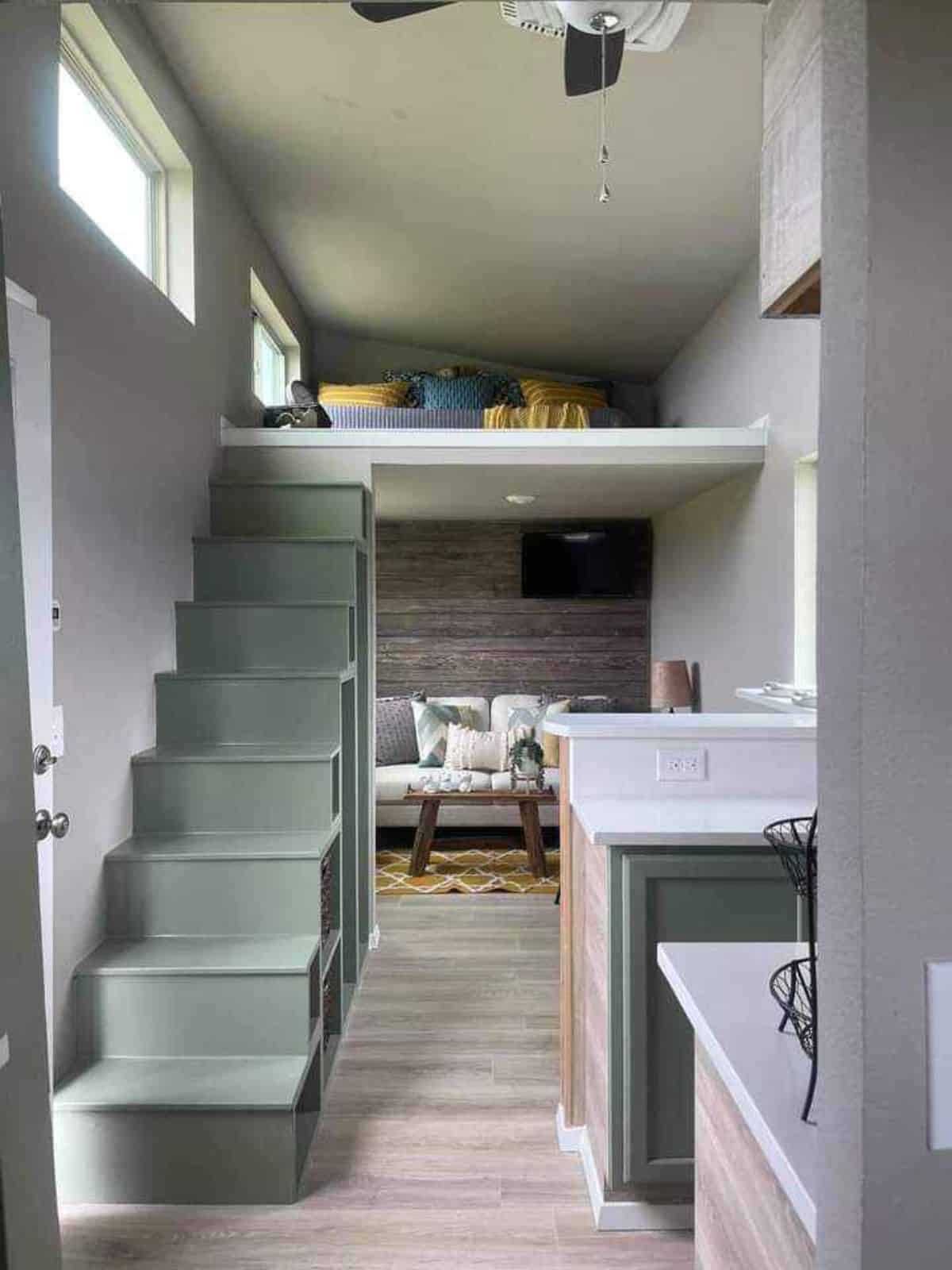 living area plus loft above the living area of 20’ tiny home
