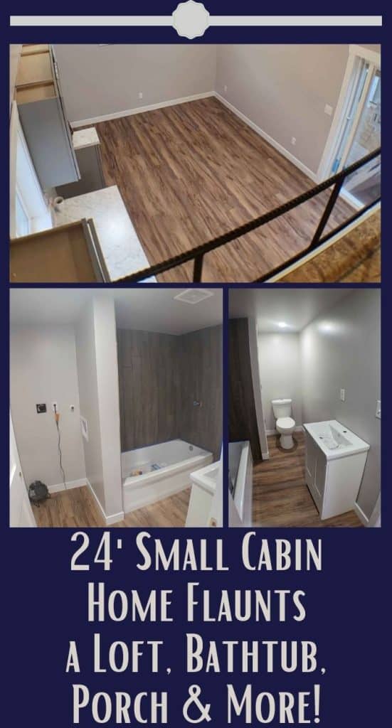 24' Small Cabin Home Flaunts a Loft, Bathtub, Porch & More! PIN (2)
