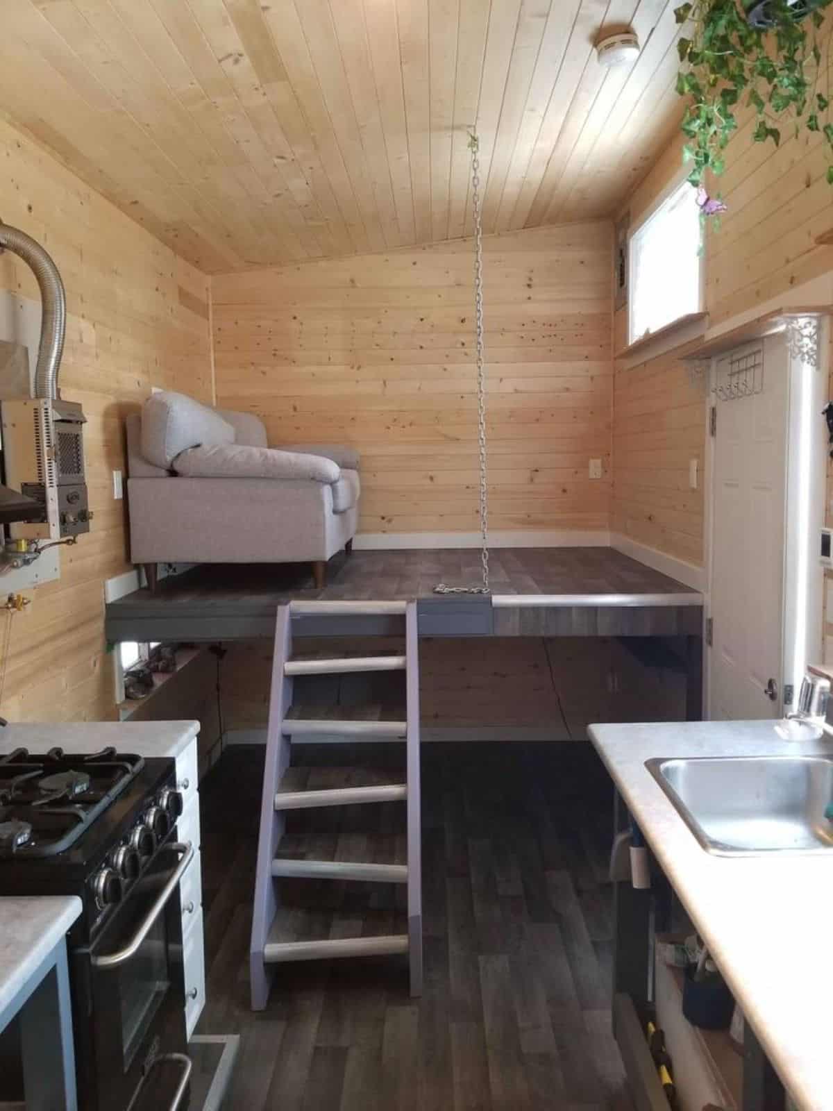 living area of tiny home in British Columbia is cleverly designed