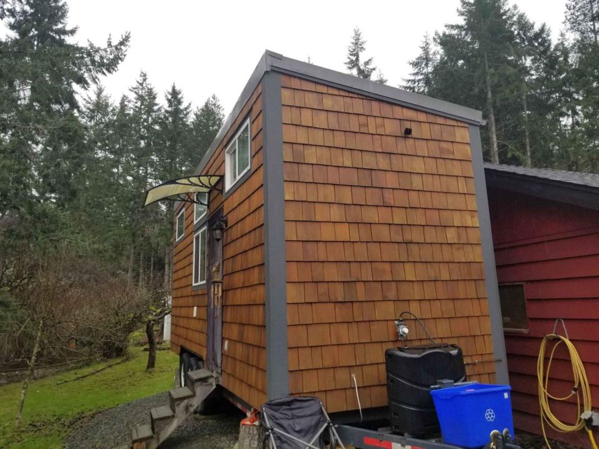 side view of tiny home in British Columbia from outside