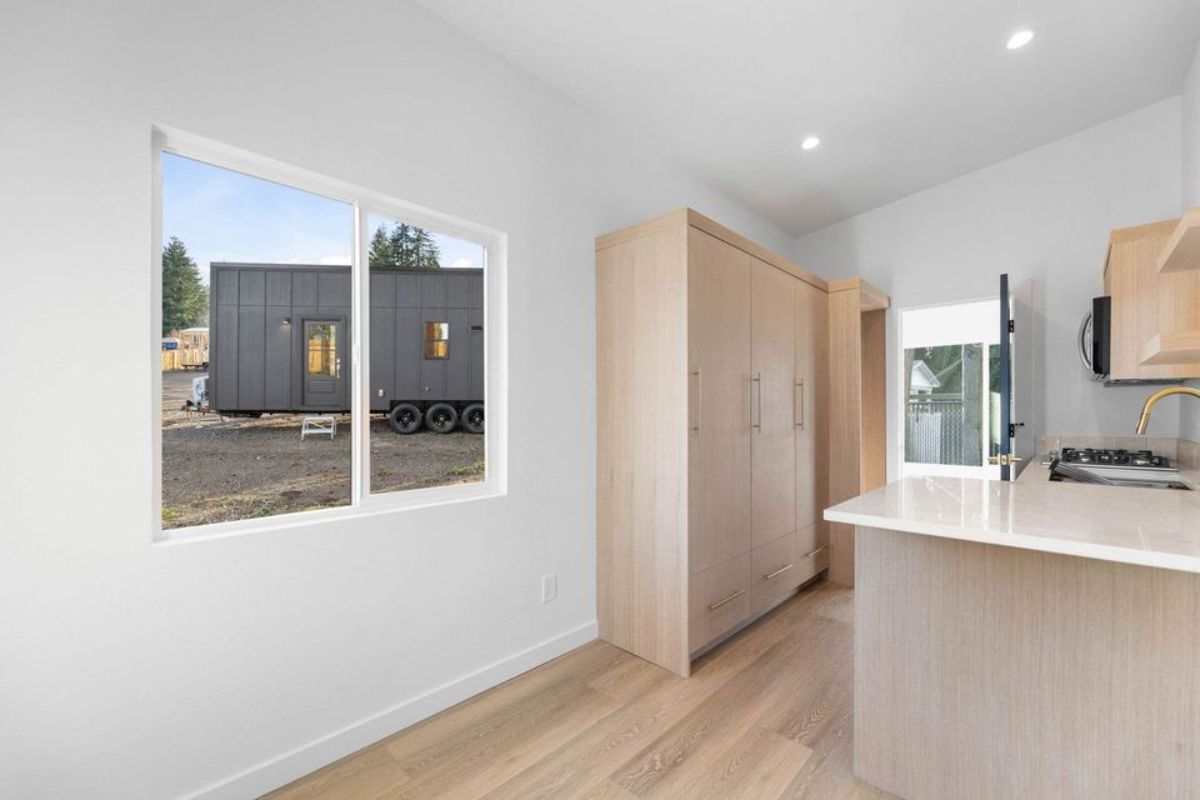 huge window of contemporary tiny home