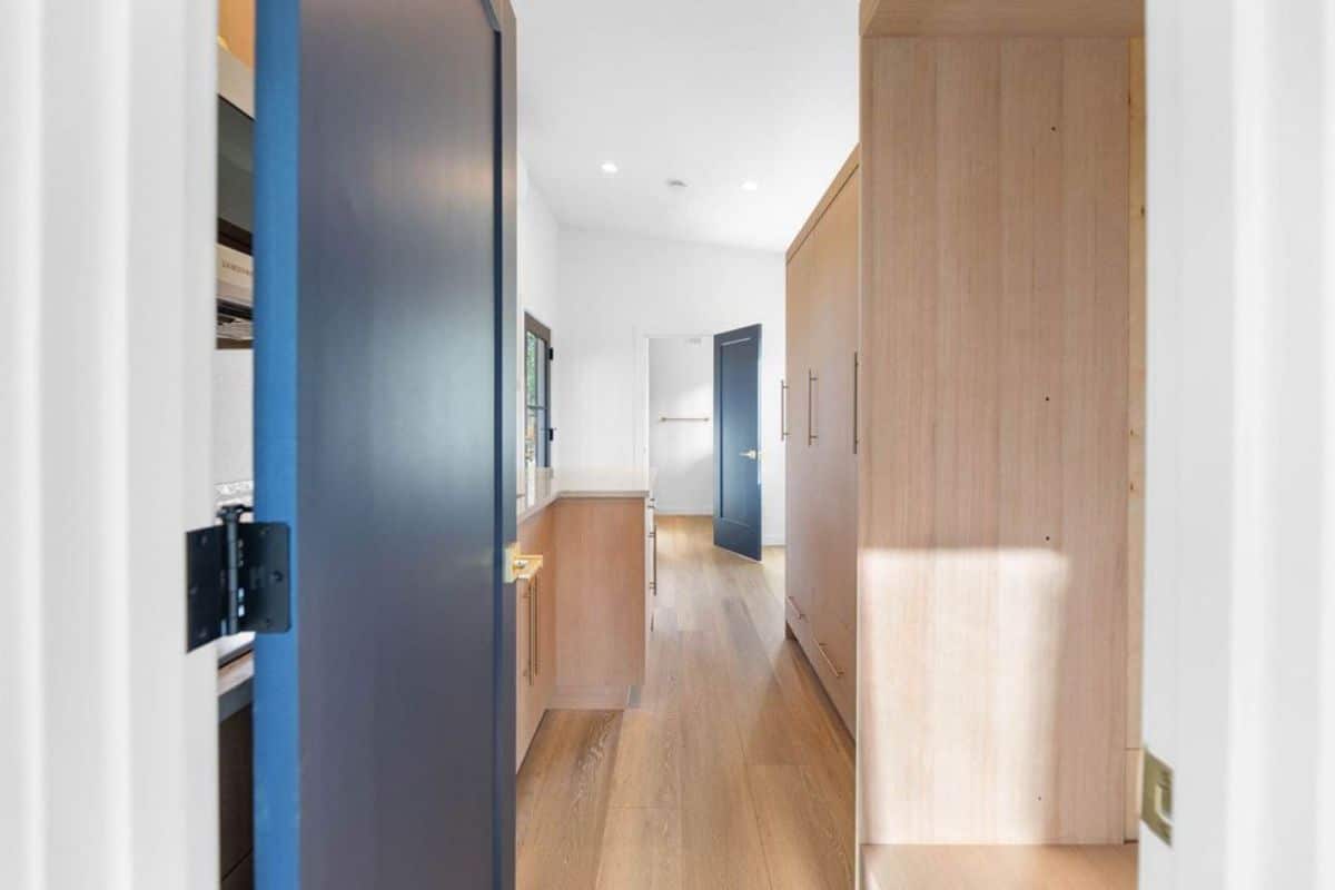 full long view wooden interiors of contemporary tiny home