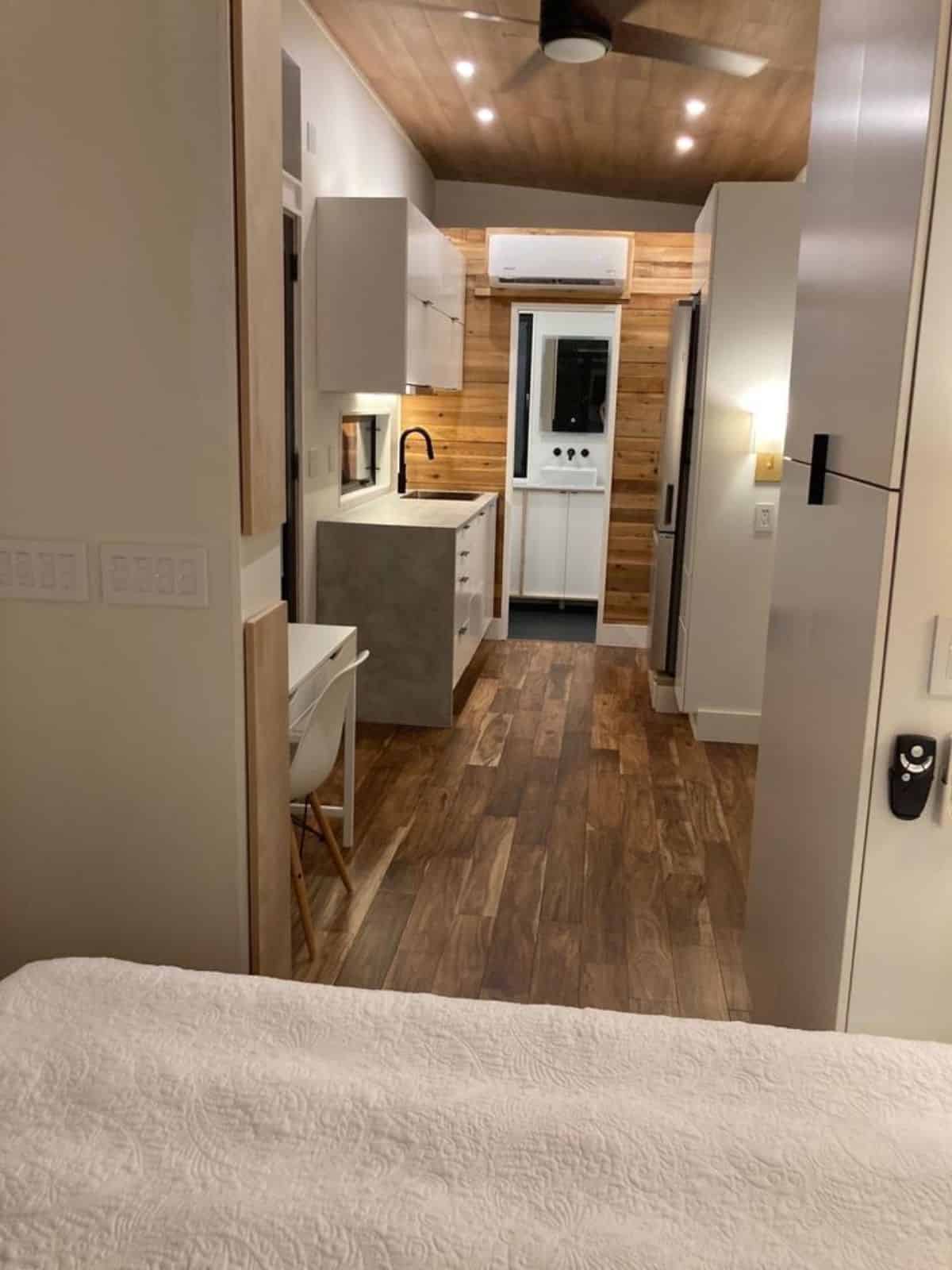full length view of 27’ tiny house in Dallas from inside