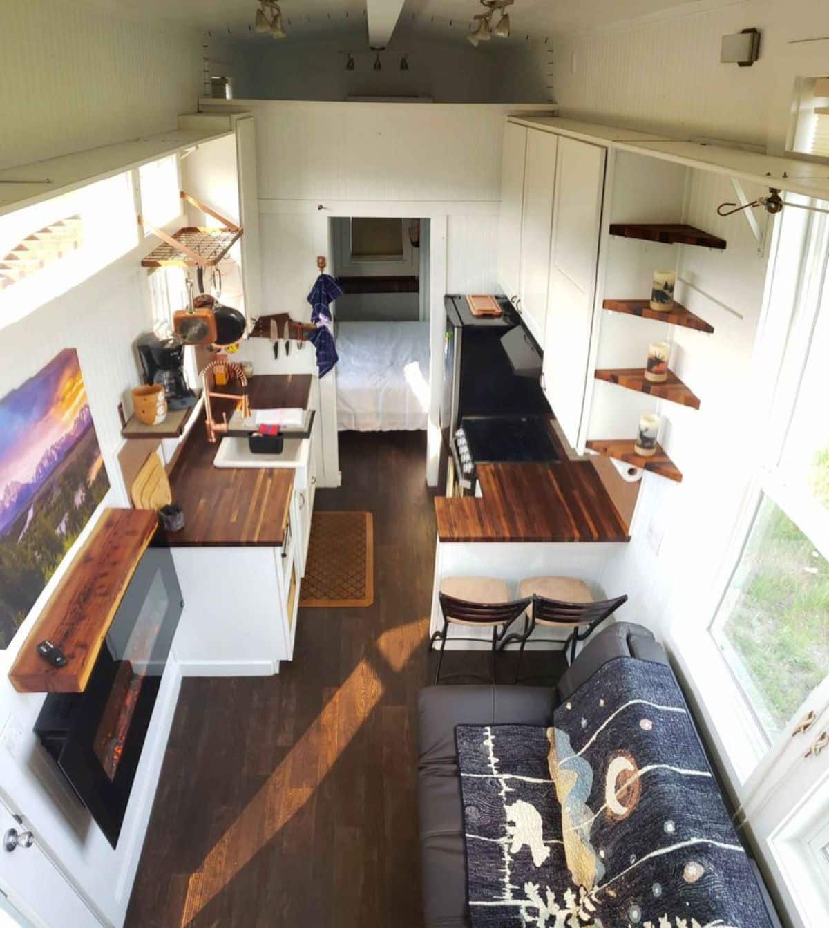 overall interiors of 28’ upgraded tiny home