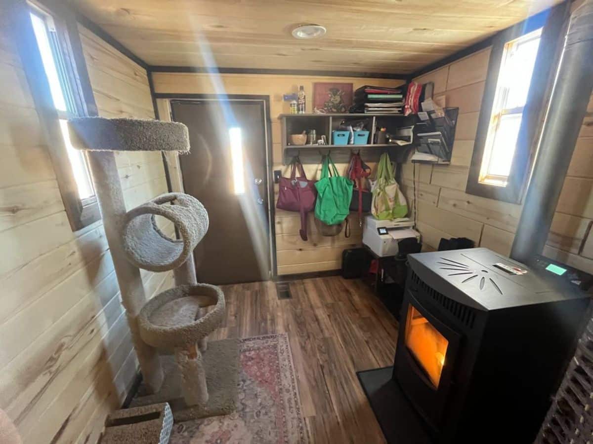 wooden interiors of 40' beautiful tiny home