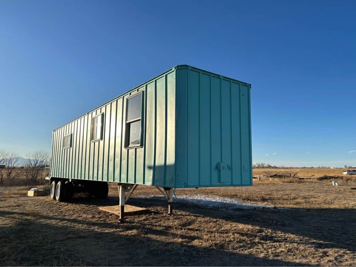 side view of 45’ spacious tiny home from outside