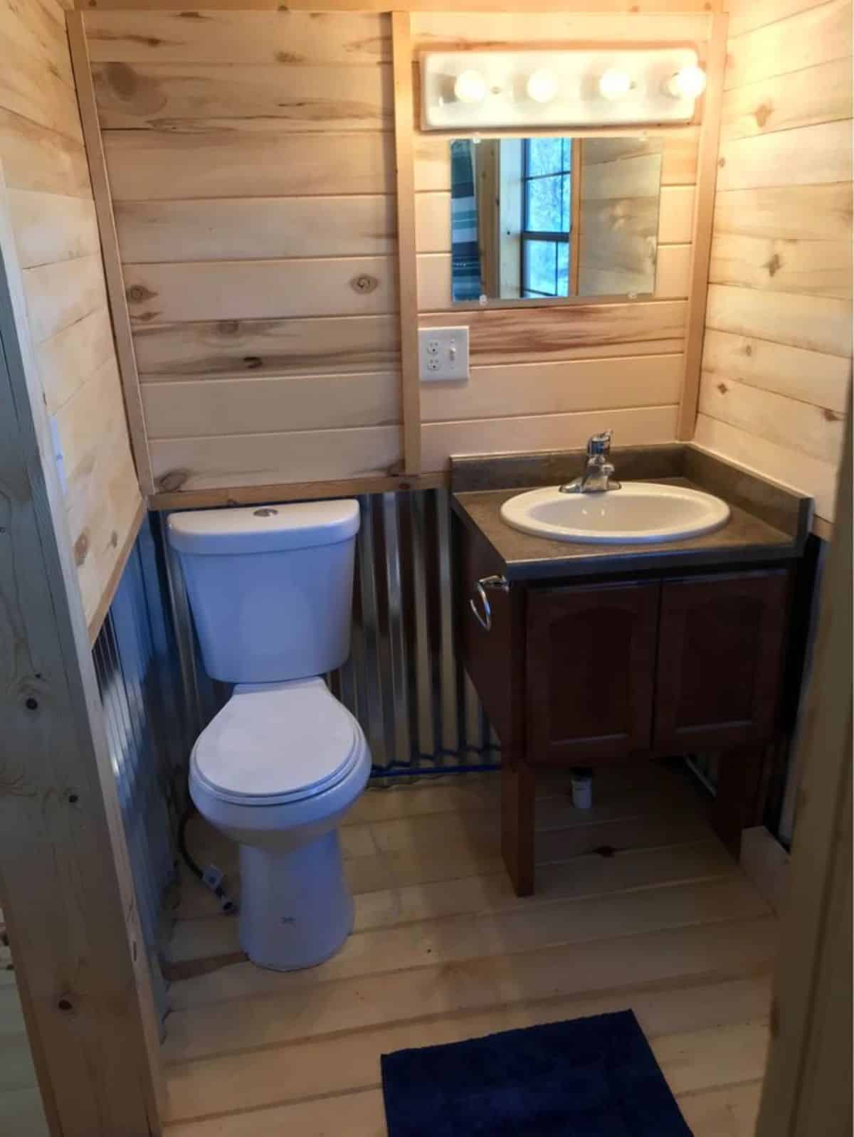standard fittings in bathroom of $55k double lofted tiny home