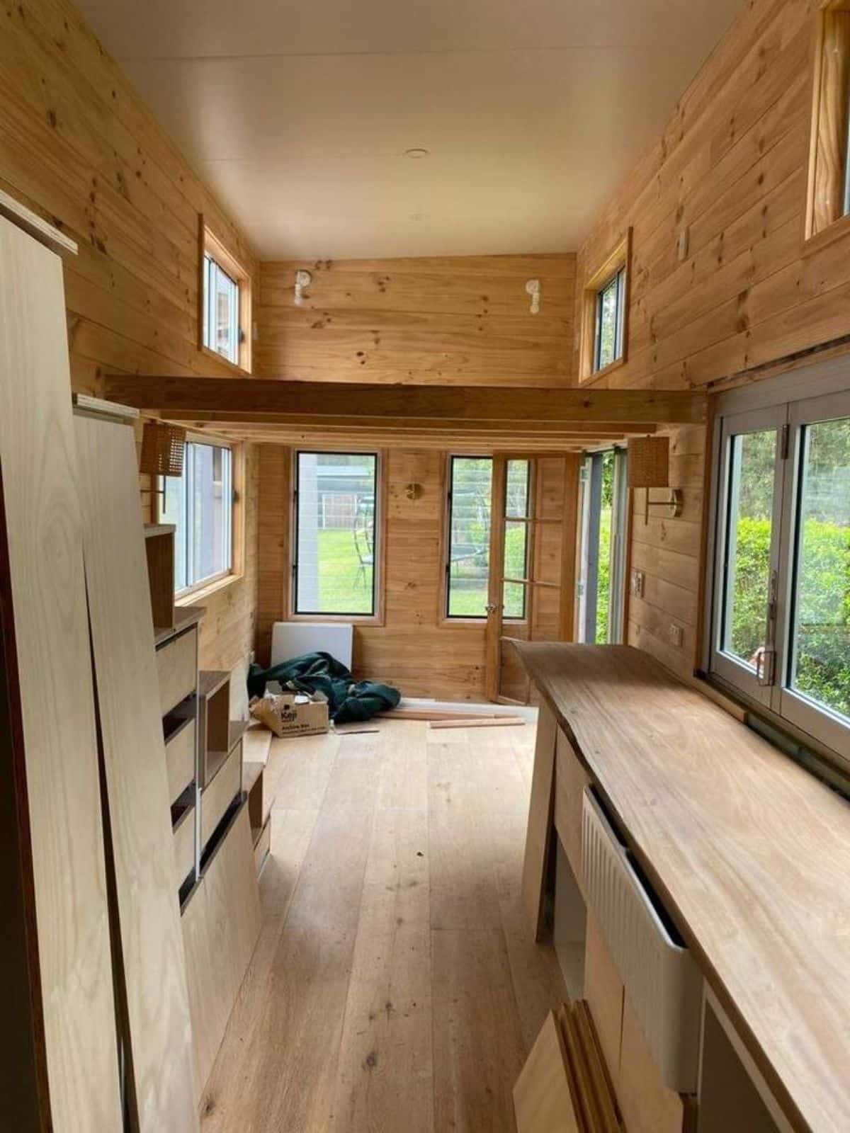 WIP wooden interiors of Tiny Home In Australia