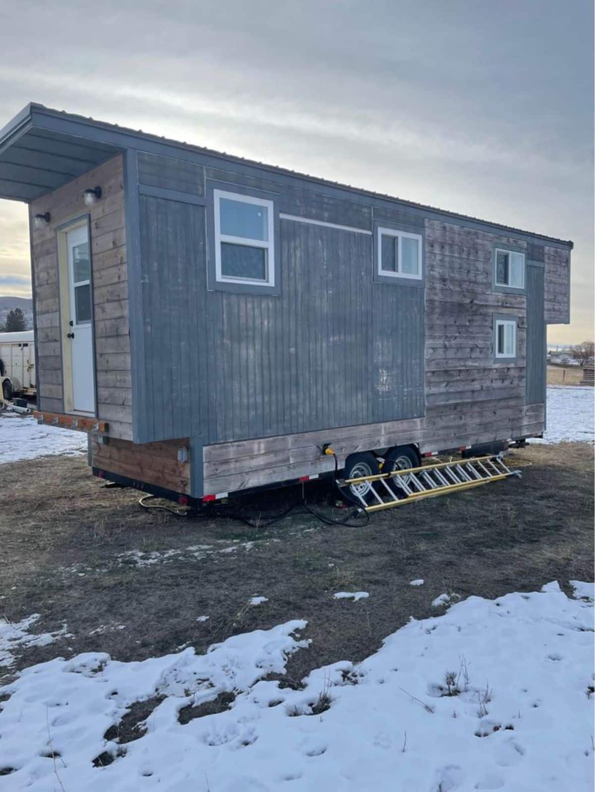 backside of affordable tiny home on wheels