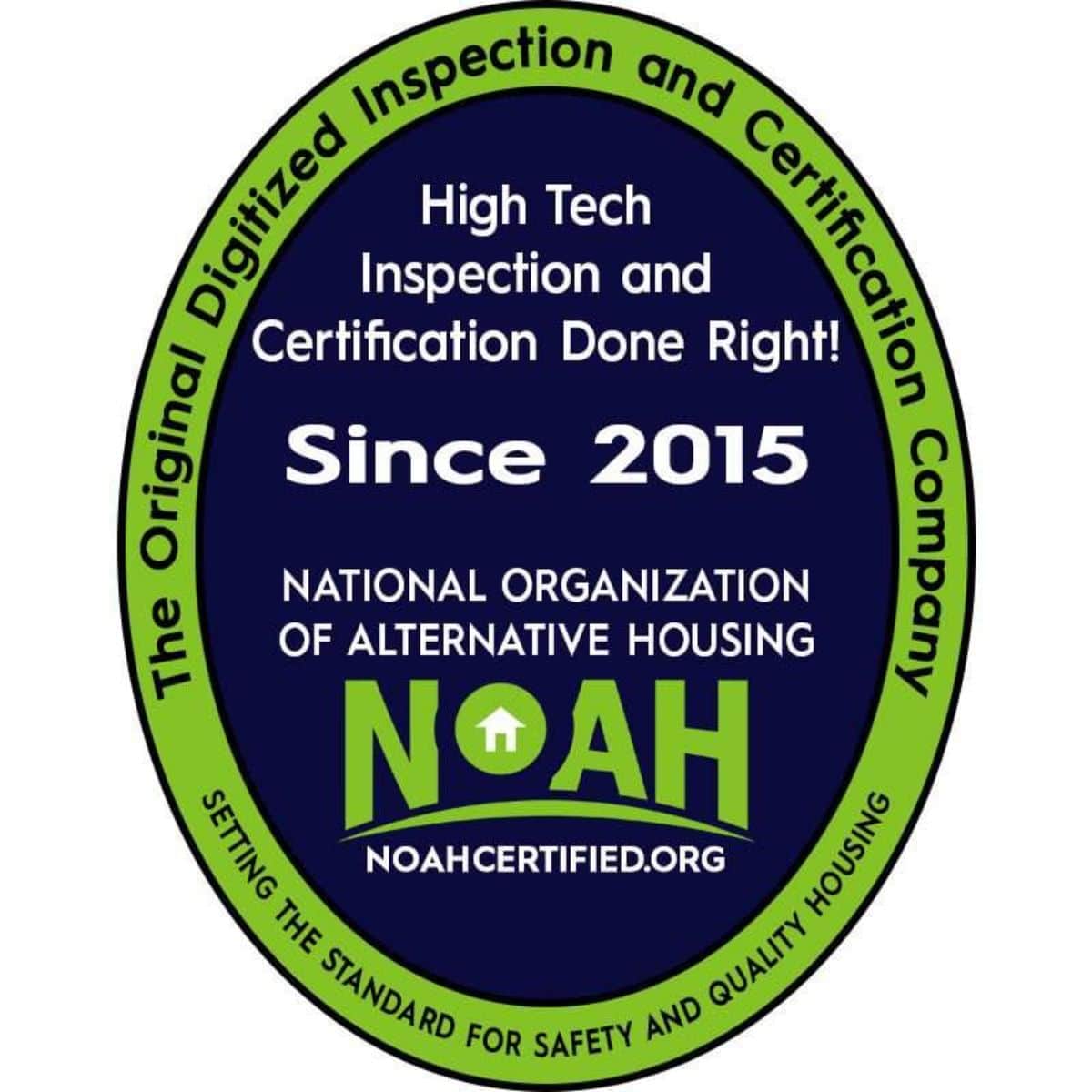 NOAH certification tag of the house