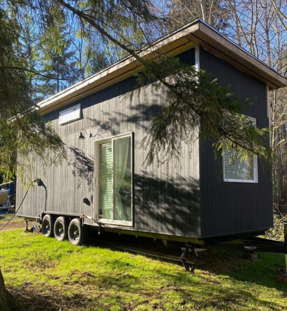 stunning exterior of Scandinavian inspired tiny home