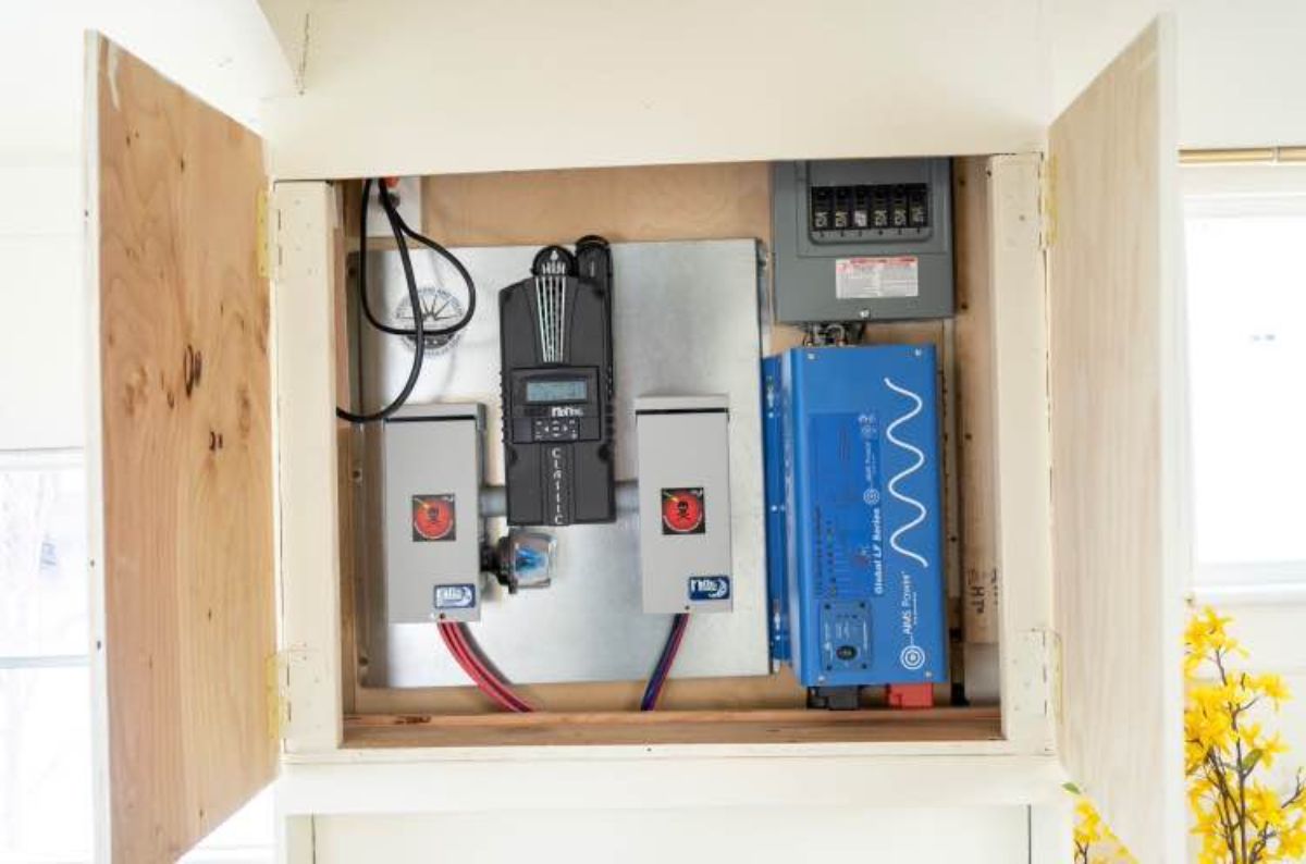 electrical fittings of Skoolie tiny home