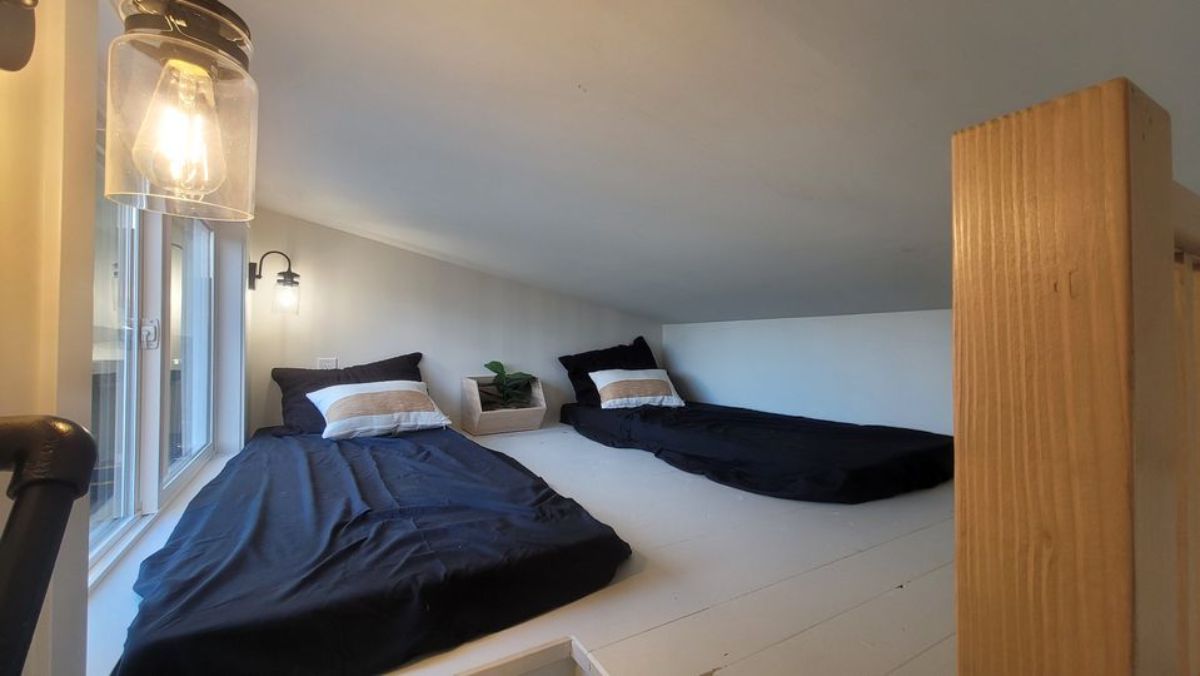 loft bedroom has 2 single mattress