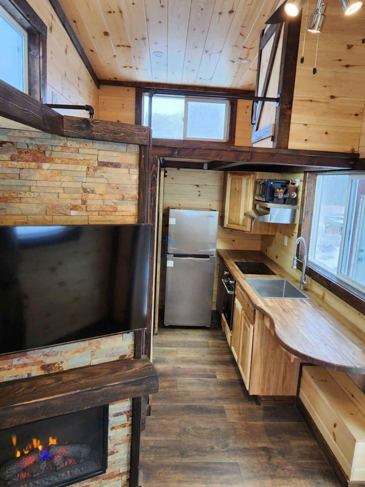 stunning wooden interiors of tiny towable home