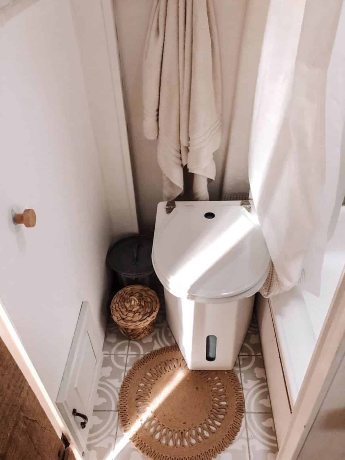 composting toilet in bathroom of the house