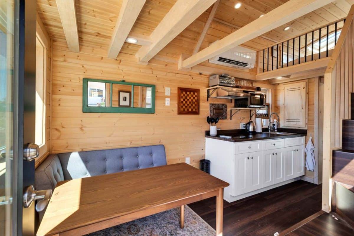 full length wooden interiors of Tumbleweed tiny house