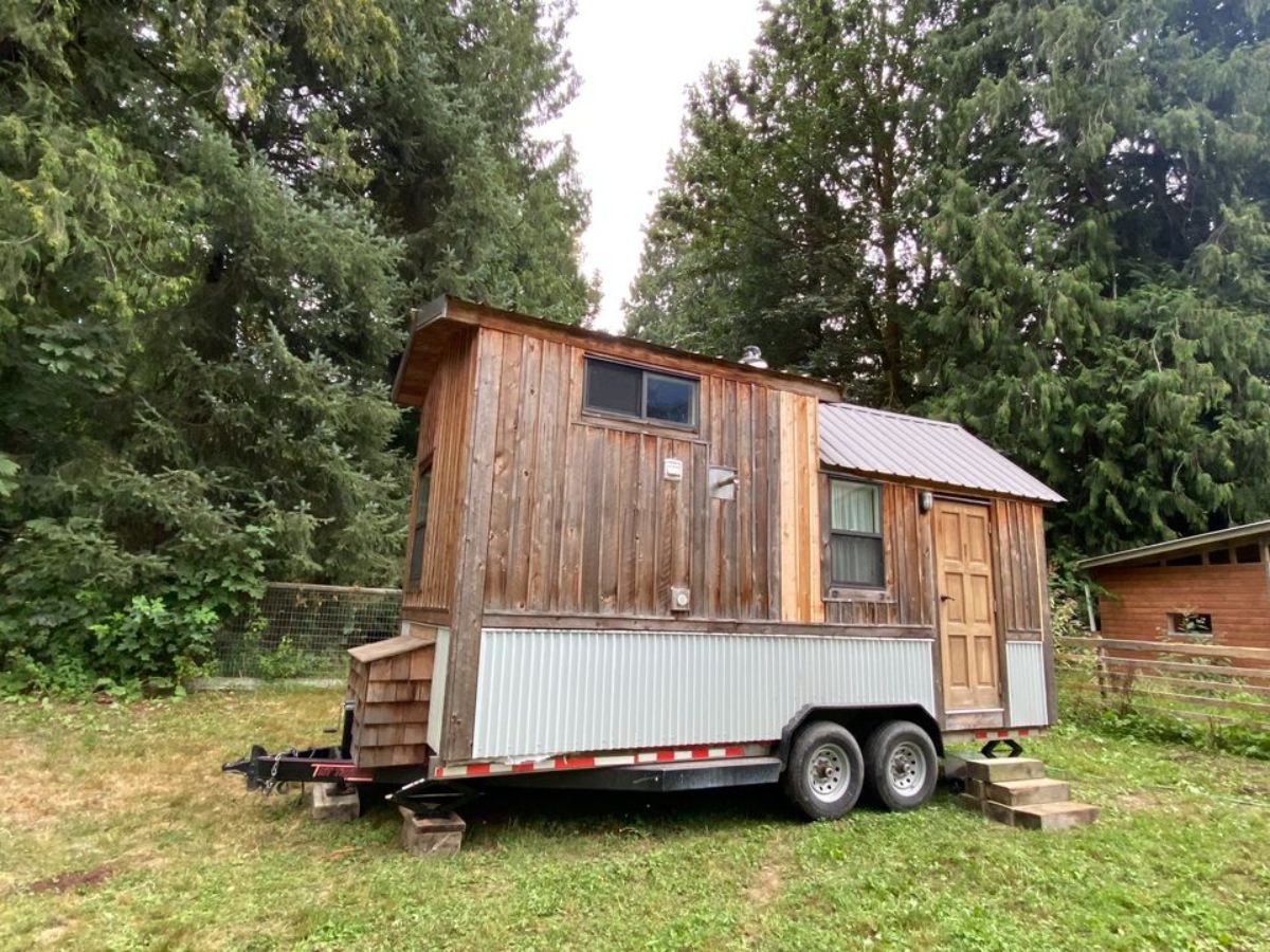 main entrance view of 20’ cozy tiny home