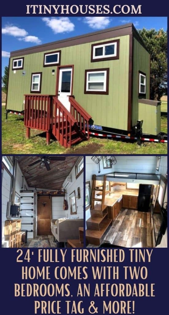 24' Fully Furnished Tiny Home Comes With Two Bedrooms, an Affordable Price Tag & More! PIN (2)