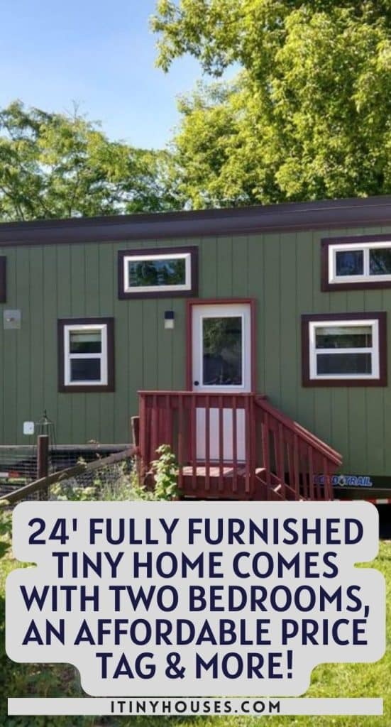24' Fully Furnished Tiny Home Comes With Two Bedrooms, an Affordable Price Tag & More! PIN (3)