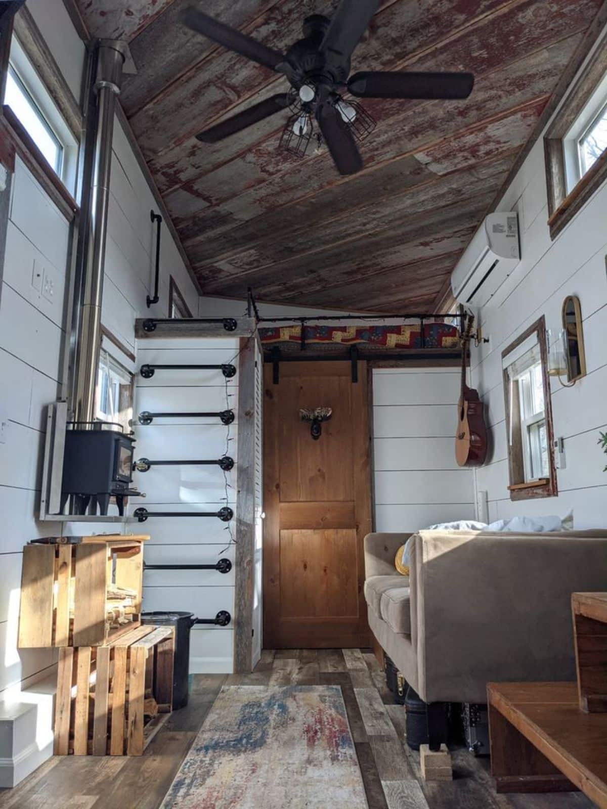 living area of 24' fully furnished tiny home