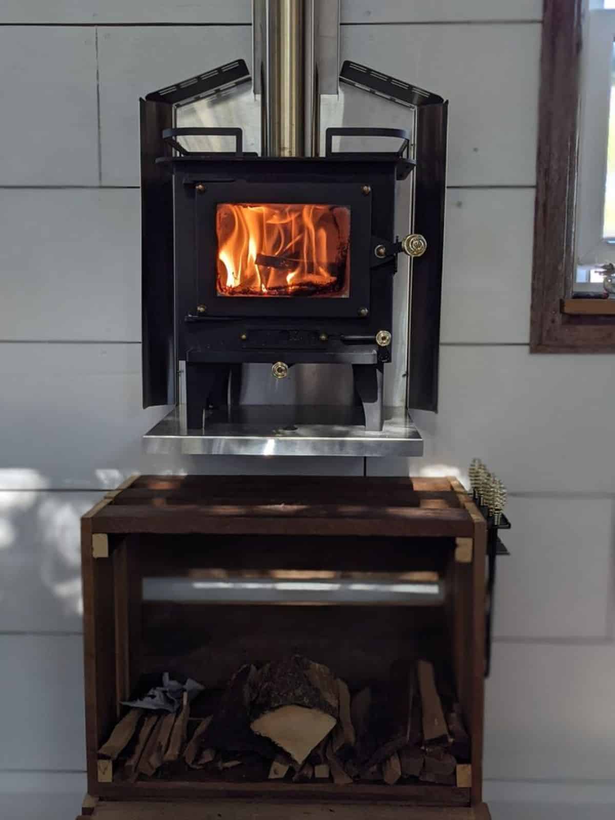 furnace in the living area of 24' fully furnished tiny home