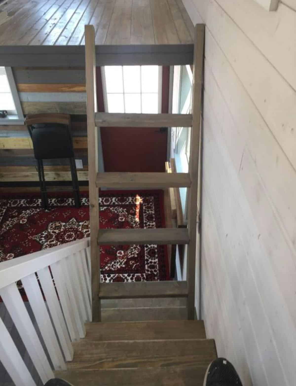 stairs leading to the loft of 24' two bed tiny house