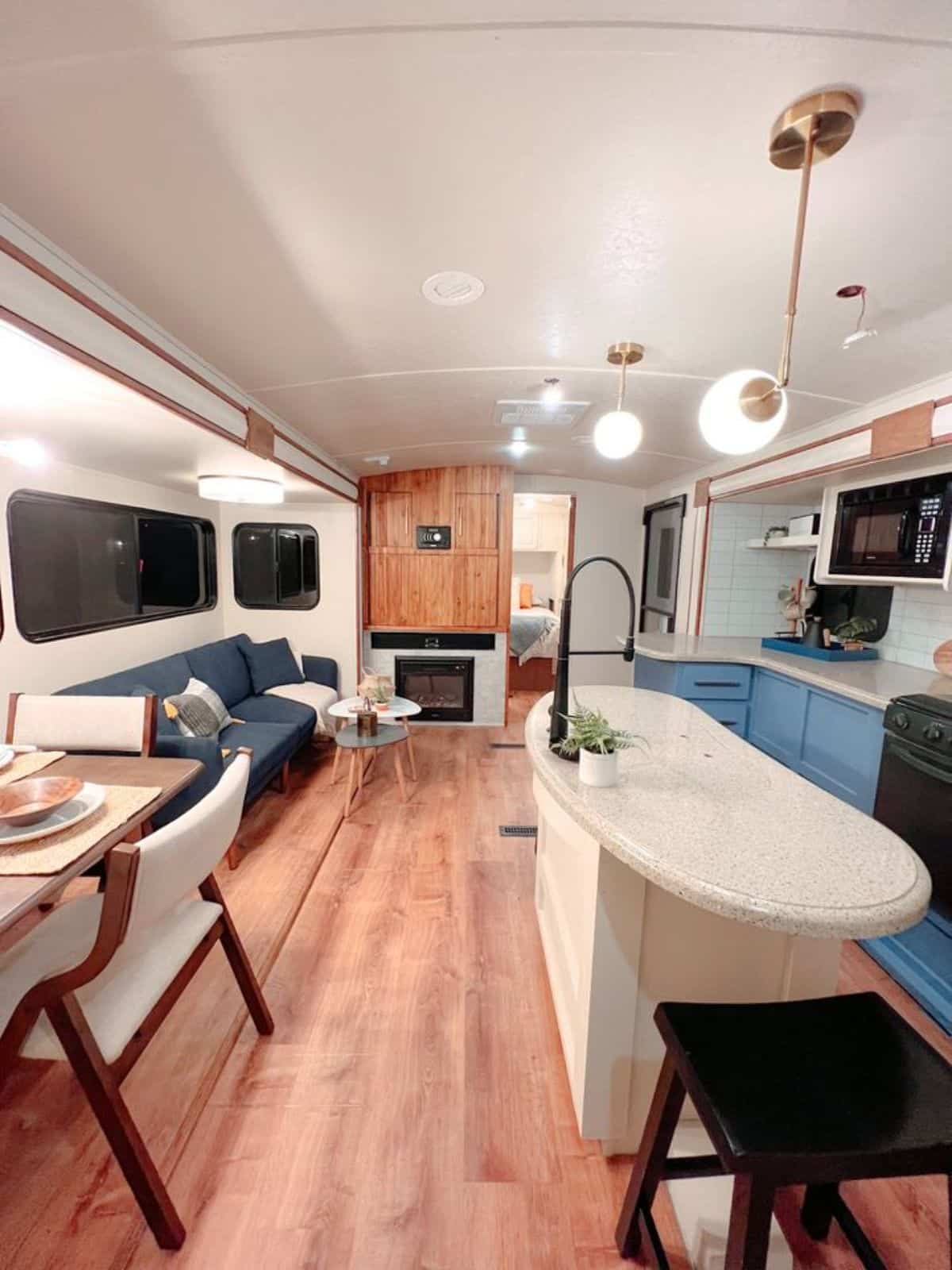 full length stunning interior view of redesigned tiny home