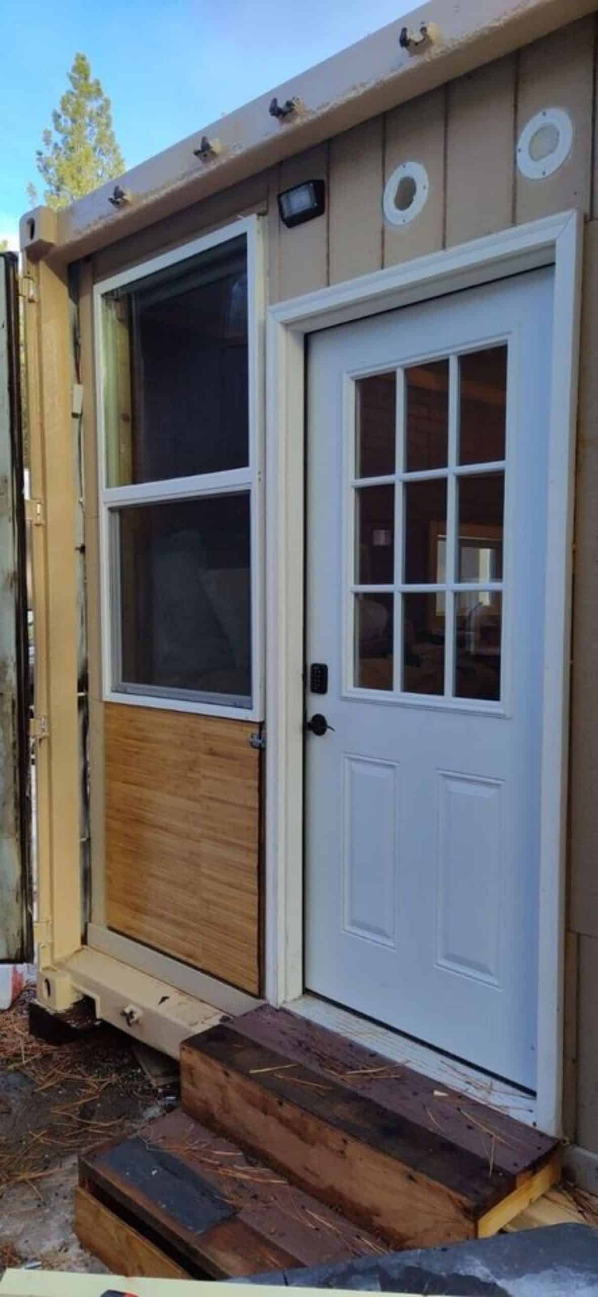 main door view of insulated container home
