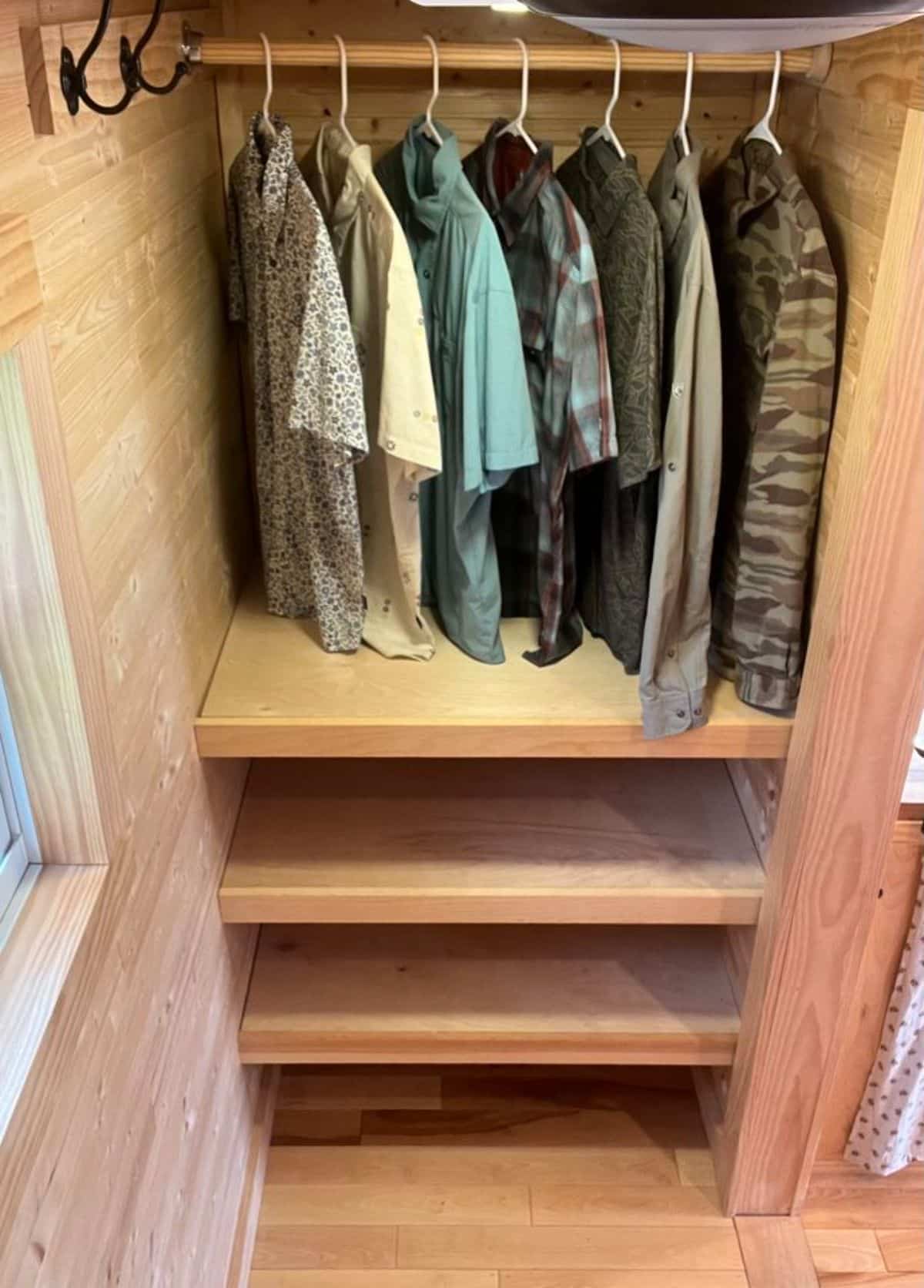 full length wardrobe of 20’ compact tiny home