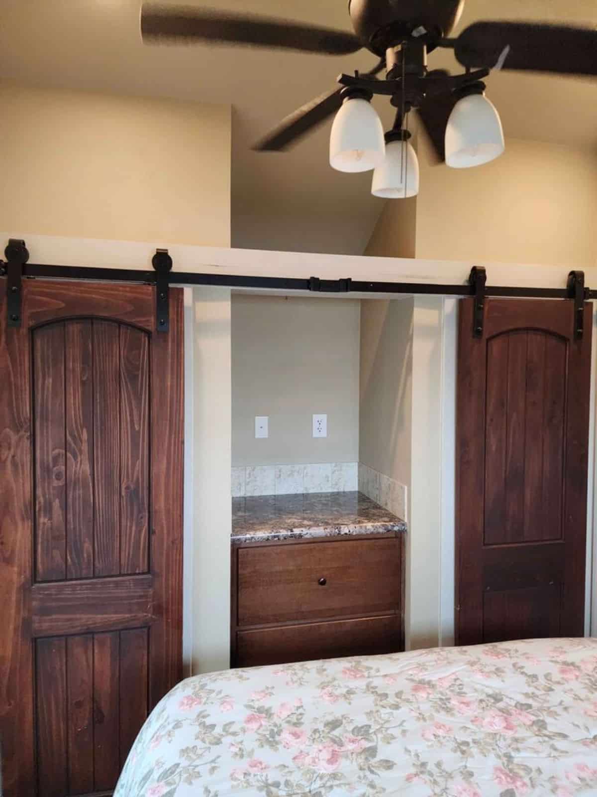 full length dressing cum wardrobe in bedroom of spacious 1 bedroom tiny house