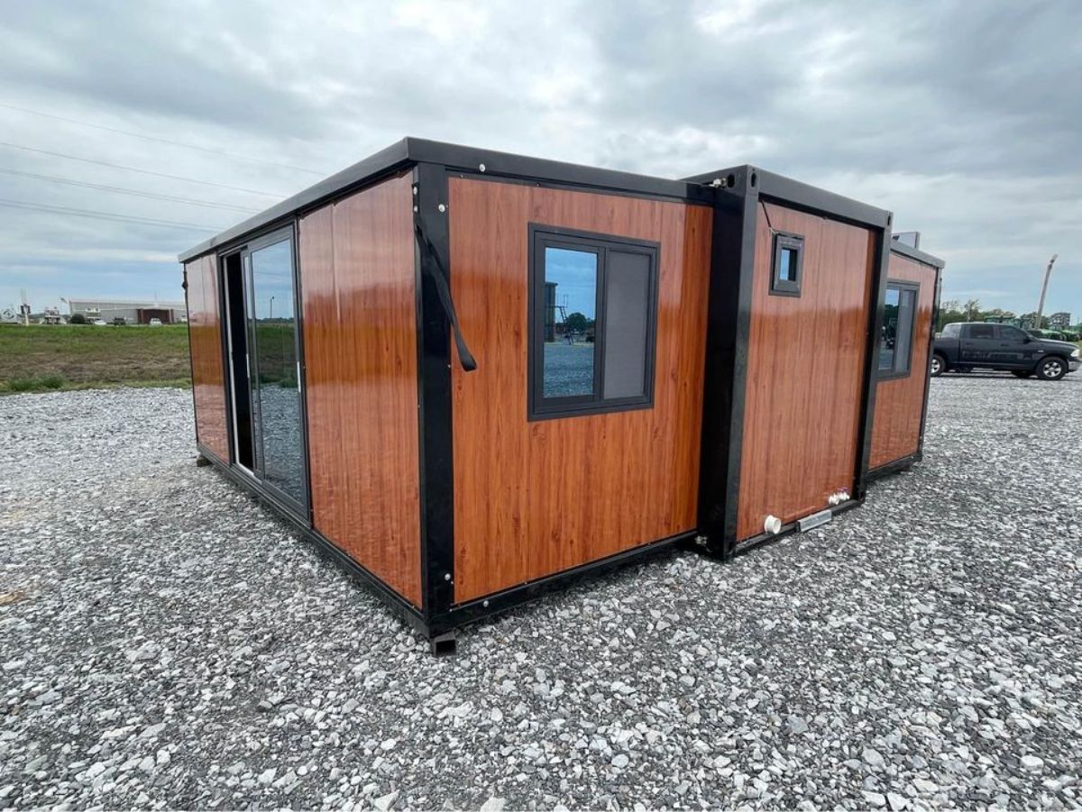 furnished backside of expandable tiny home