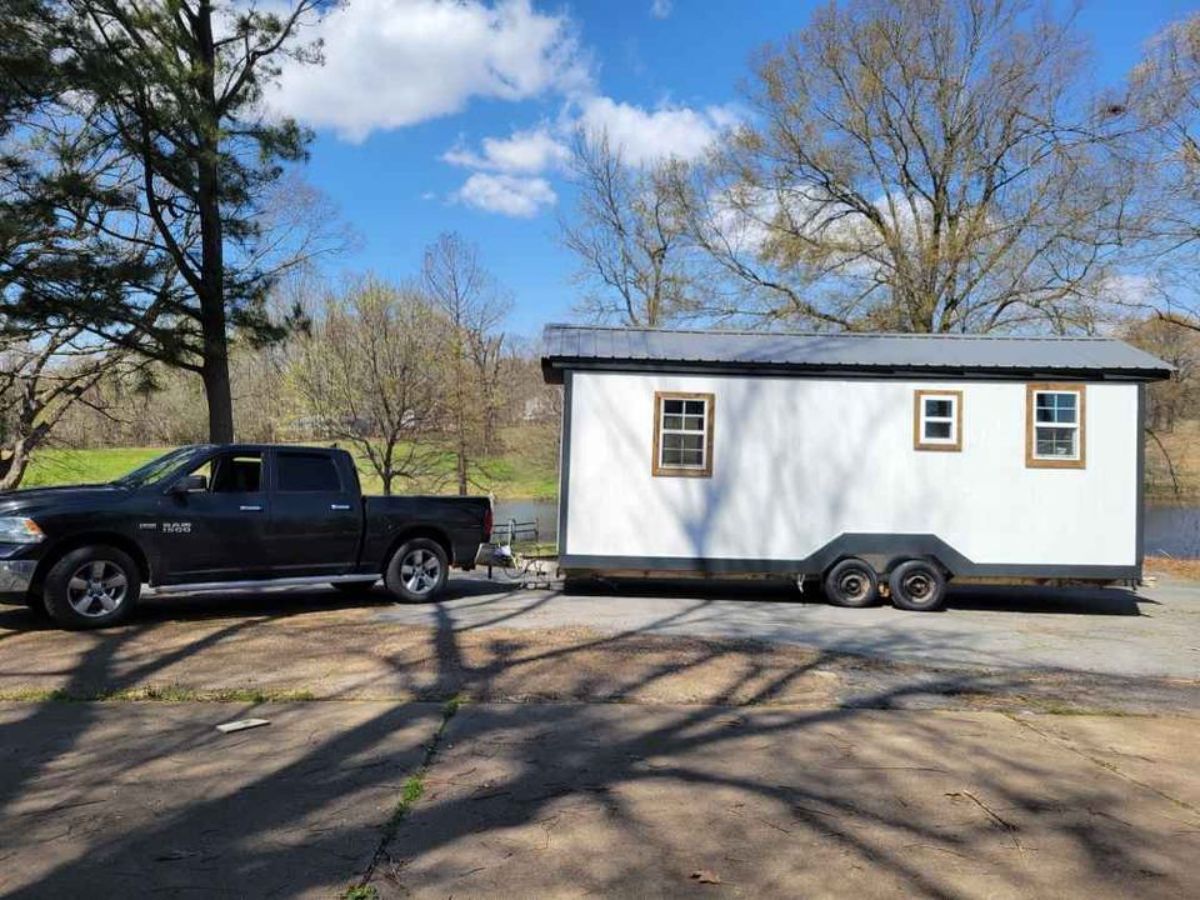 RV attached to the 25' tiny house on wheels