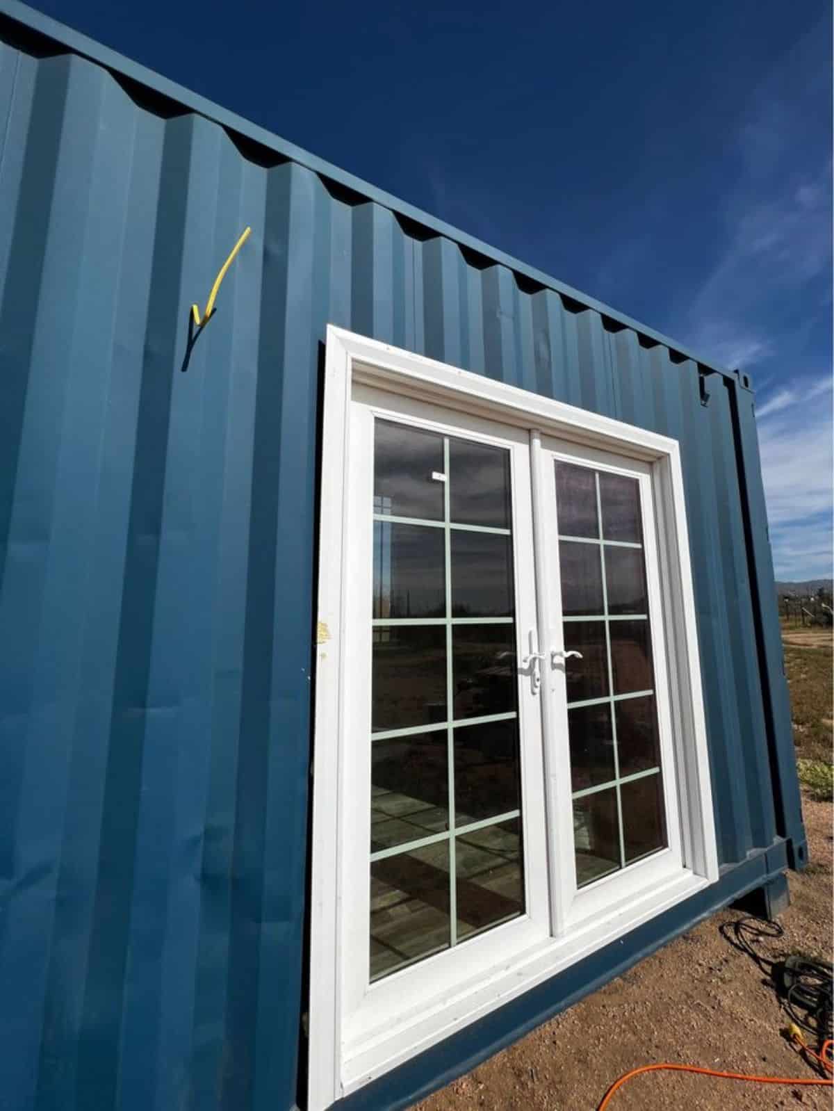 main entrance door of budget container home
