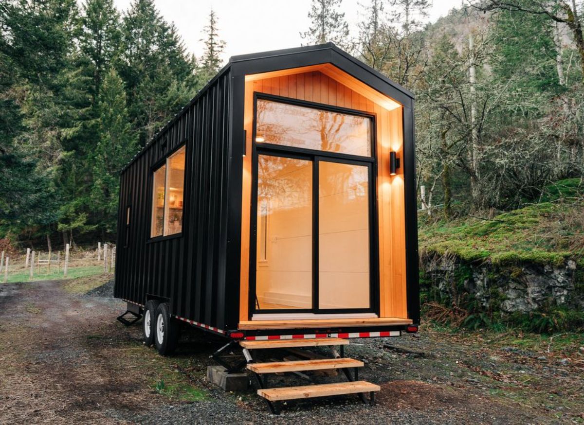 main entrance view of beautifully crafted tiny home
