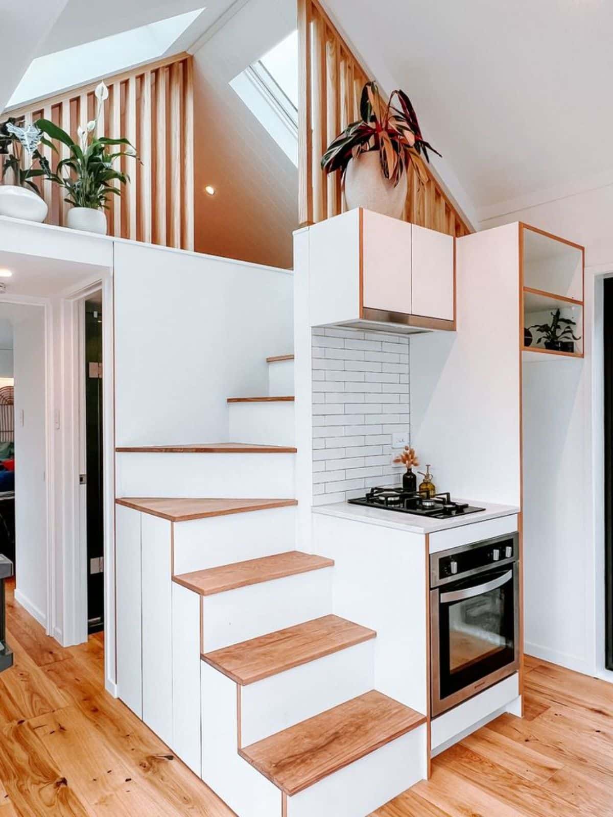 super stylish and multi porpose stairs of 2 bedroom tiny house