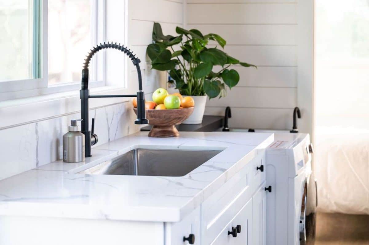 full marble sink in kitchen area