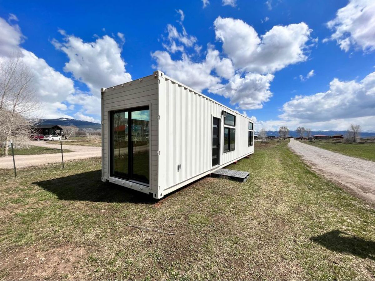 side view of shipping container home from outside