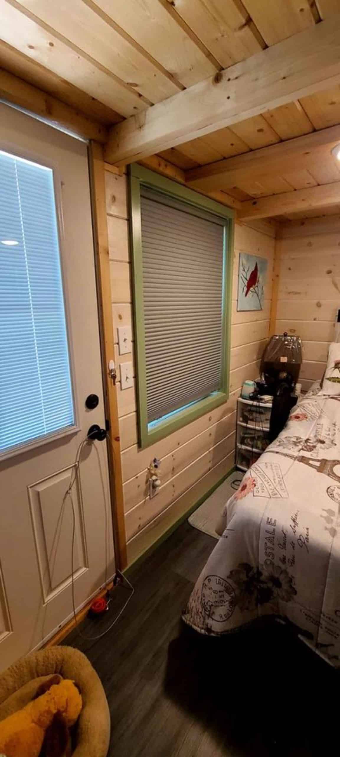 ample space left in the bedroom of mountain tiny home